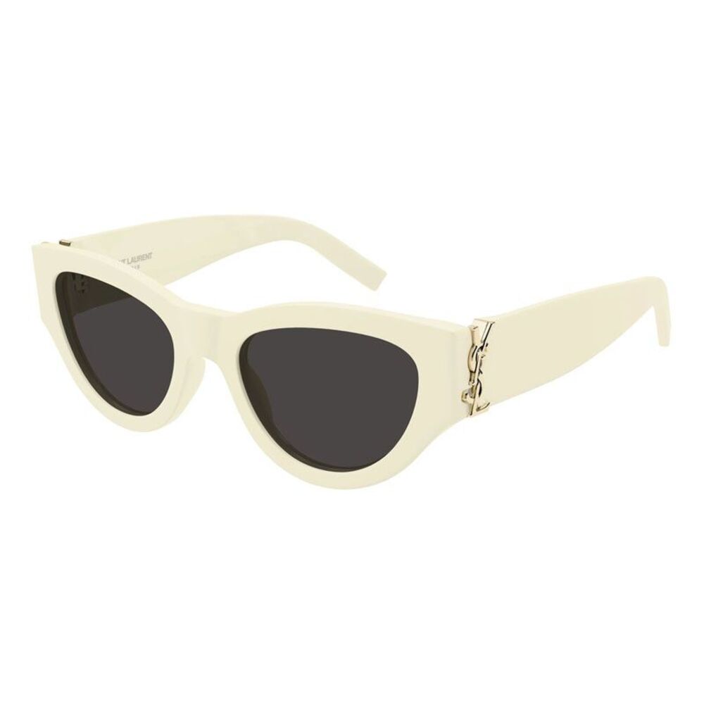 Saint Laurent Sunglasses Cat Eye Full Rim, Shiny Ivory Frame and Grey Lens